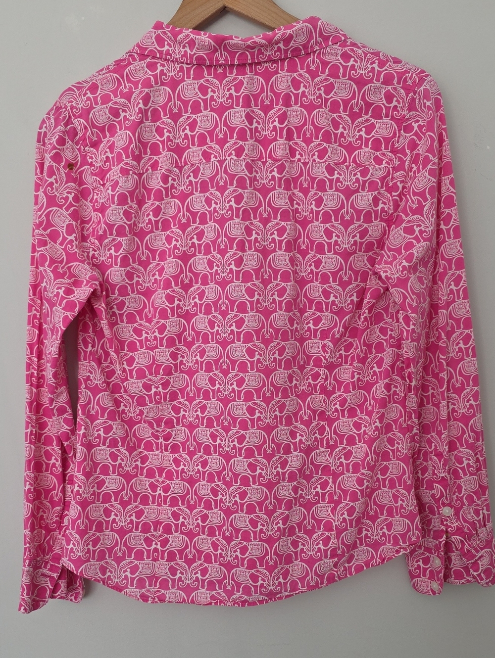 Crown And Ivy Pink Elephant Print Button Down Top - Picture 3 of 5